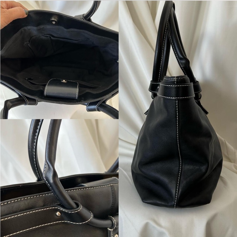 Vintage LOFT black leather tote bag. - Picture 8 of 8